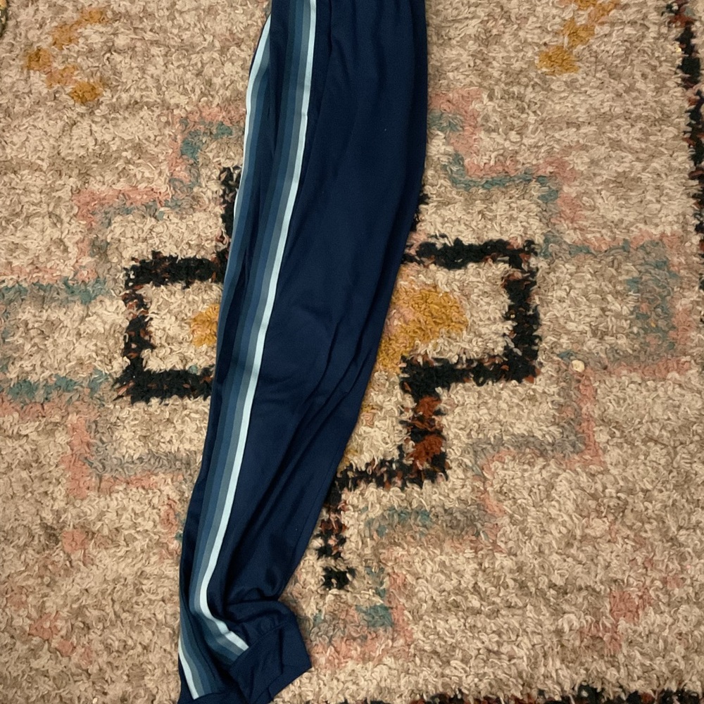 Navy Blue Track Pants with Stripes